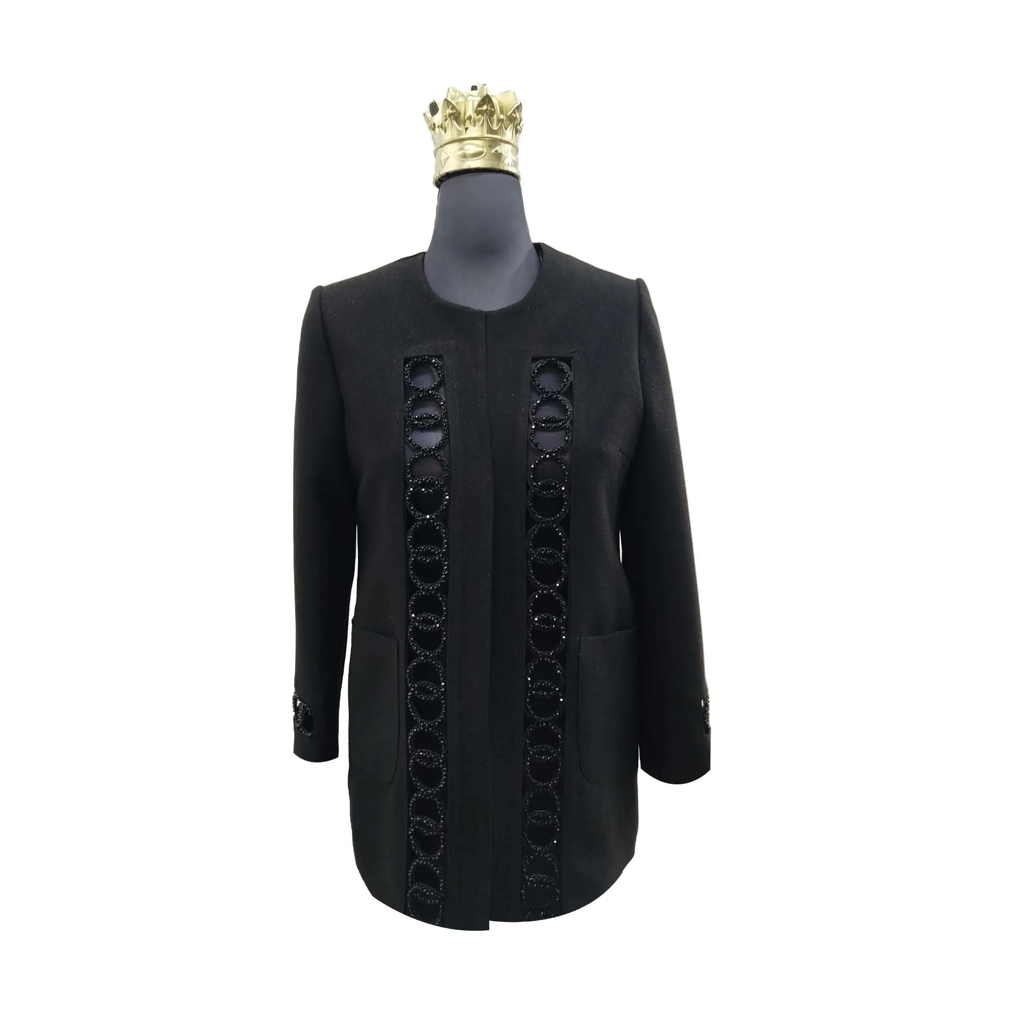 کت,مجلسی,زنانه,مدل,سنگدوزی,مشکی,یقه,گرد